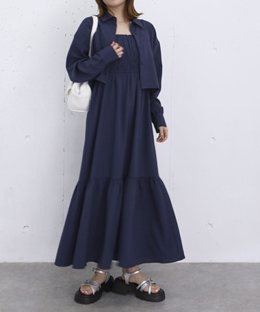 ショートシャツ×シャーリングキャミワンピースＳＥＴ