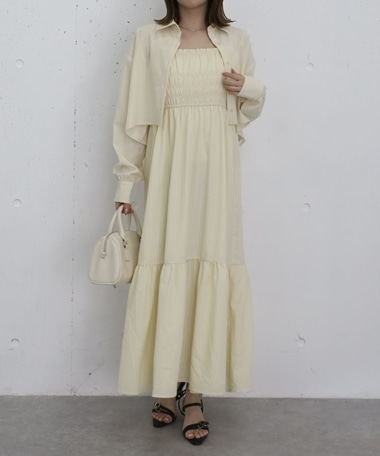 ショートシャツ×シャーリングキャミワンピースＳＥＴ