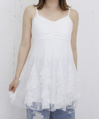 レースラッフルミニキャミワンピース