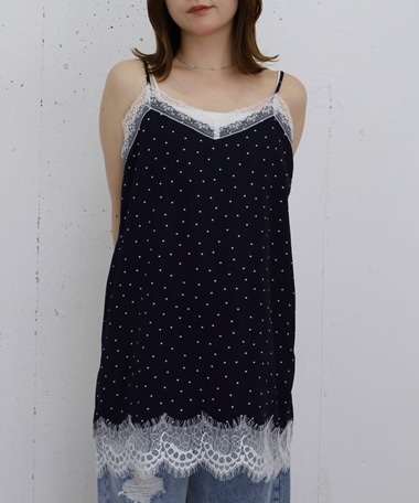 ドットレースミニキャミワンピース