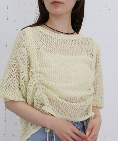 ラメメッシュドロストニット５Ｓプルオーバー