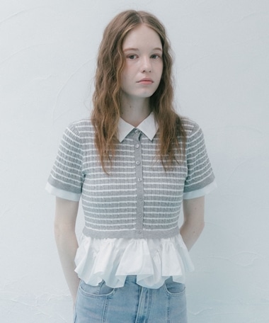 ラウンドフリルドッキングケーブルニットＰＯ