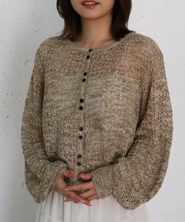 ネップヤーンメッシュニットカーディガン