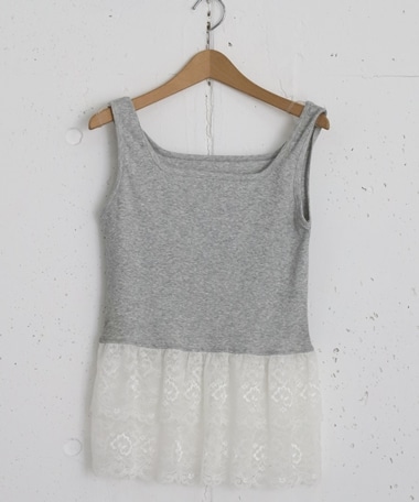 レースレイヤードスクエアタンク