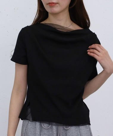 チュールレイヤードタックドレープカットＴＯＰＳ