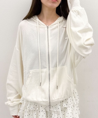 シアー裏毛ルーズパーカー