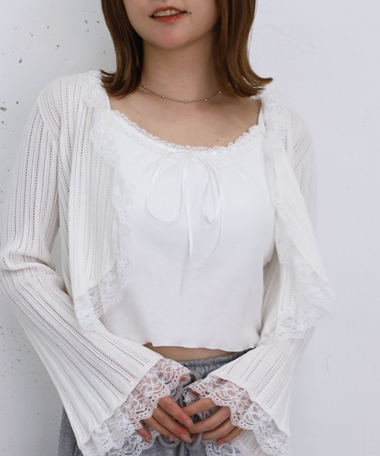 カップ付はしごレースリボンキャミ