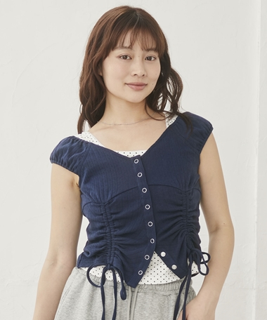 ハリヌキ２ｗａｙドロストカットＴＯＰＳ×ドットタンクＳＥＴ