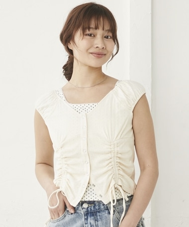 ハリヌキ２ｗａｙドロストカットＴＯＰＳ×ドットタンクＳＥＴ