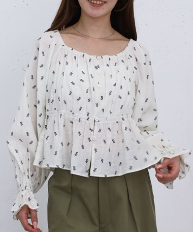 花柄２ｗａｙオフショルブラウス