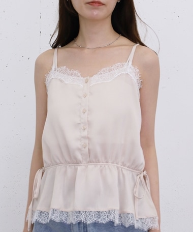 レーストリムサテンキャミソール