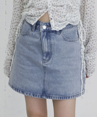 パッチ台形デニムミニスカート