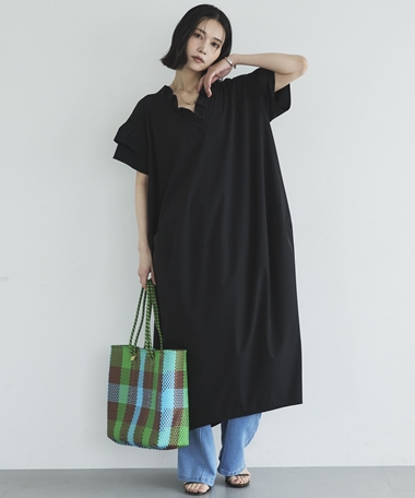 【接触冷感／ＵＶカット／イージーケア】コクーンワンピース