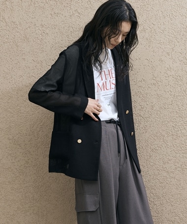 【ロングシーズンHIT ITEM】メッシュテーラードダブルジャケット