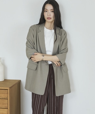 リネン混半袖テーラードジャケット