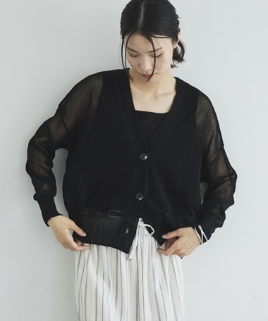 ストローヤーンニットカーディガン