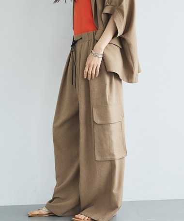 【EC限定】【ＵＶカット／防シワ／吸水速乾】タックワイドカーゴパンツ