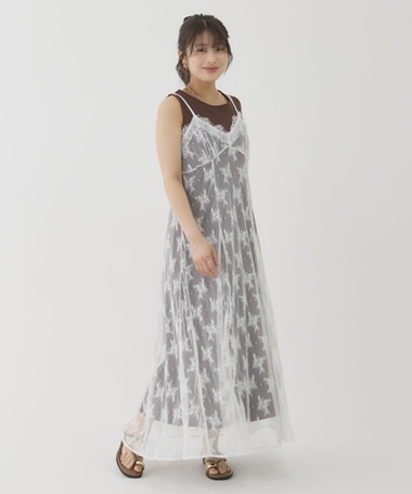 レースフレアキャミＯＰ×ノースカットリブＯＰＳＥＴ