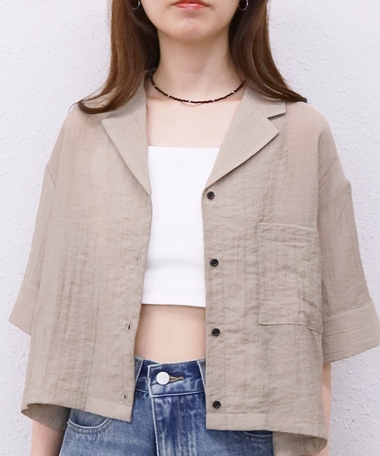 開衿シアーショートシャツ