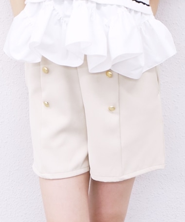 【上品見えする大人の美脚ショートパンツ】金釦コンパクトショートパンツ