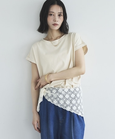 ターンバックスリーブベーシックTシャツ