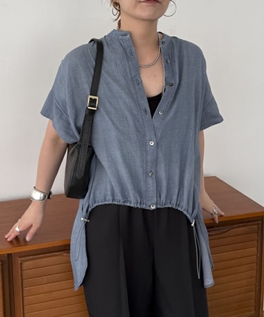 シアーデニムドロストフレンチシャツ
