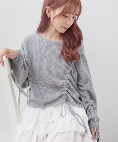 アシメドロストラメメッシュニットプルオーバー