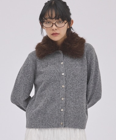 ファー付き２ＷＡＹポロニットカーディガン