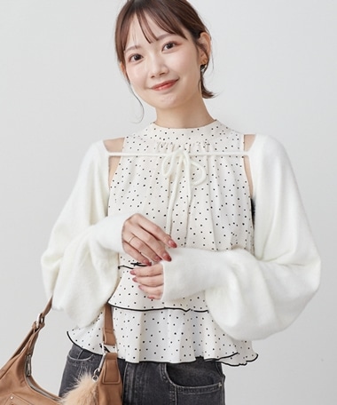 アメスリフリルブラウス×ニットボレロＳＥＴ