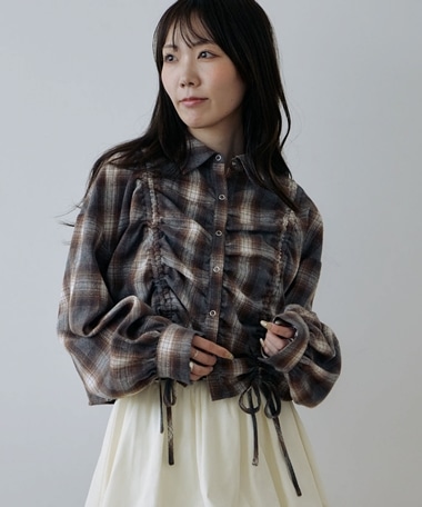 チェックドロストショートネルシャツ