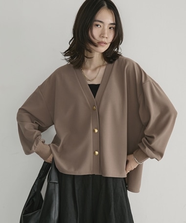 【26AW EC先行予約】カットジョーゼットＶネックカーディガン