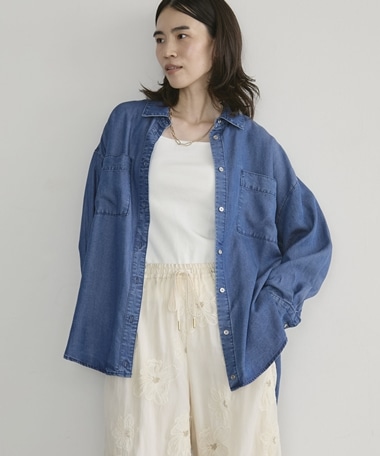 【26AW EC先行予約】ソフトデニム3WAYボータイシャツ